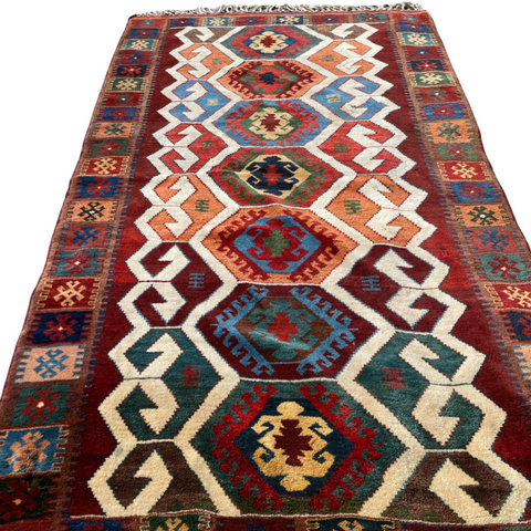 Multicolor Vintage Handwoven Turkish Kilim 6x10’ Area Rug