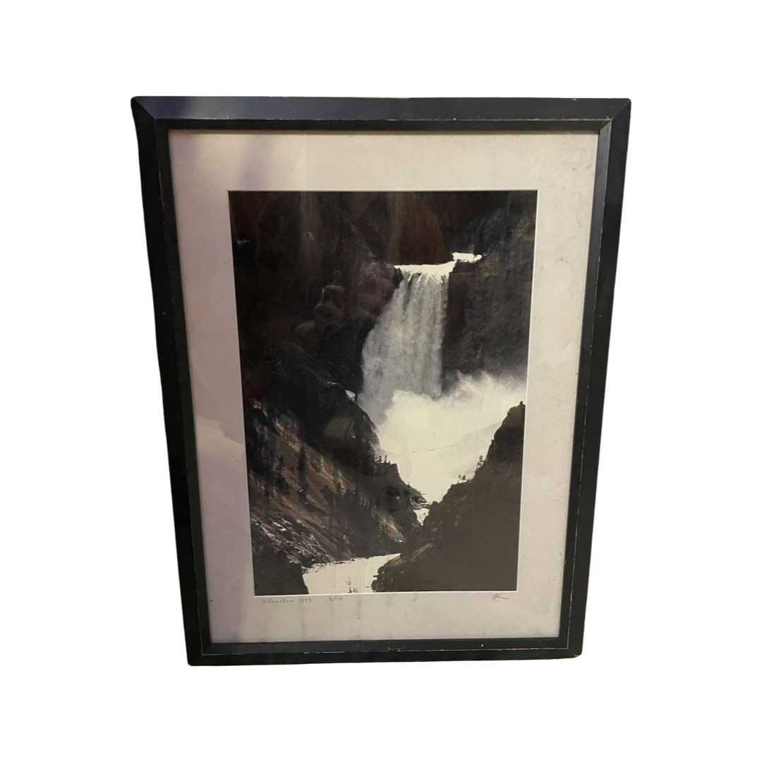 Framed Photograph Of Waterfall in Yellowstone Signed and Numbered 3/10