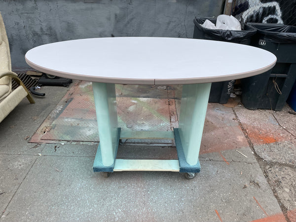 Oval Postmodern Dining Table with Mint Colored Base