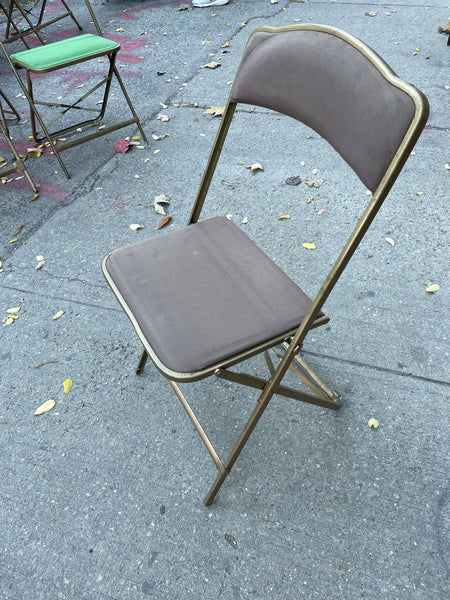 Set of 6 Brass Folding Chairs - Grey