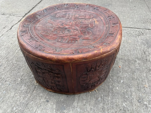 Antique leather ottomans 22x12" tall