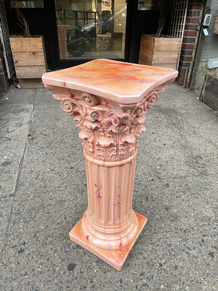 Pink Glazed Plaster Column Pedestal