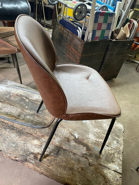 Pair of Brown Leather Fleetwood Dining Chairs