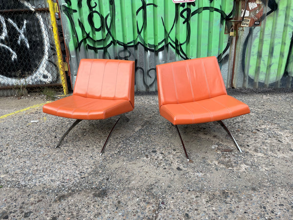 Orange Buttery Leather Ara Chairs Brand New ( Pair Available Priced Individually)
