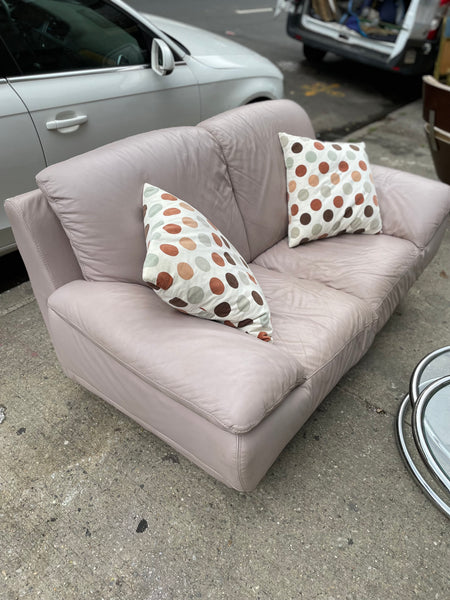 Pink Leather Italian Love Seat By Natuzzi