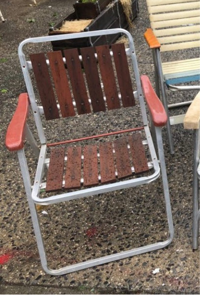 Teak and Aluminum Outdoor Folding Chairs