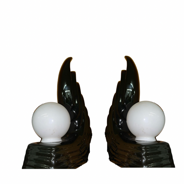 Postmodern Art Deco Black Ceramic Table Lamps (Pair Available Priced Individually)