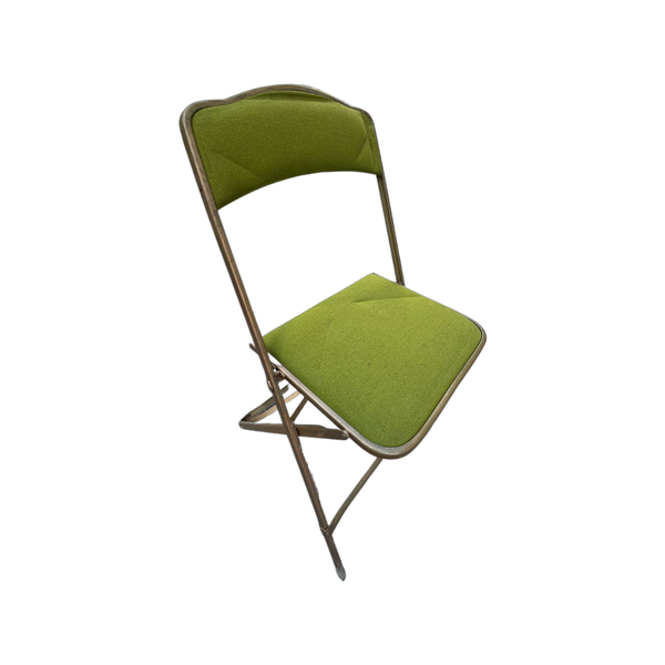 Set of 6 Brass Folding Chairs - Lime Green