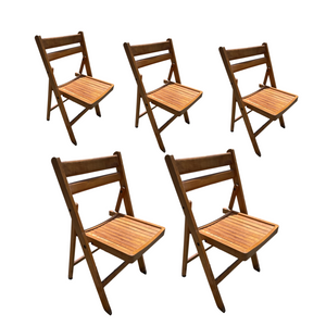 Medium Dark Wood Slatted Dining Chairs (Priced Individually)