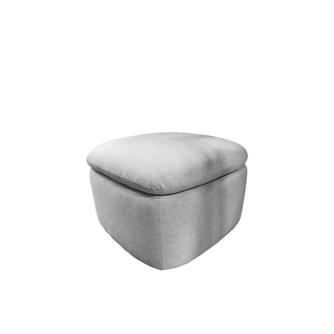 Small Rounded Modern Grey Woven Glider Ottoman