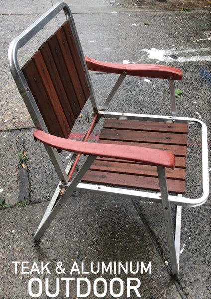 Teak and Aluminum Outdoor Folding Chairs
