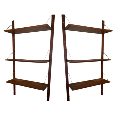 POUL CADOUVUS style Mid Century Modern Double Wooden Wall Shelf System
