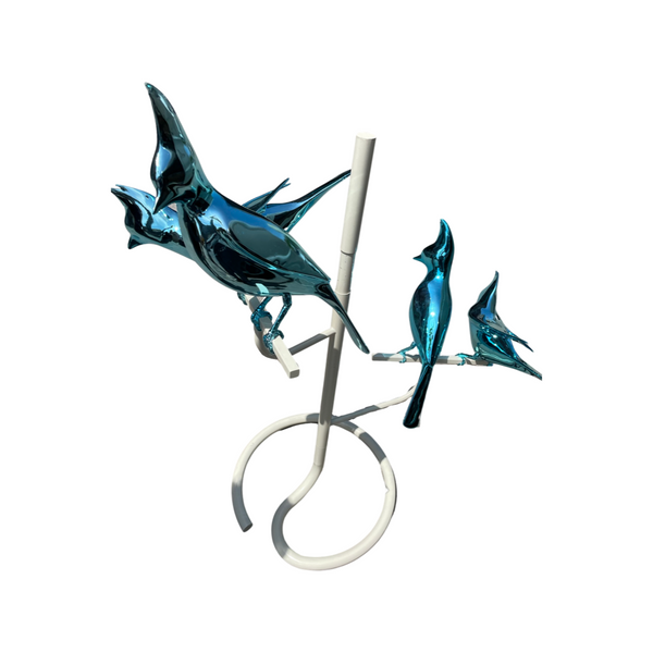 Metallic Blue Bird Sculpture