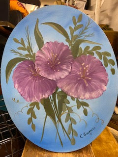 Oval Floral Signed Painting
