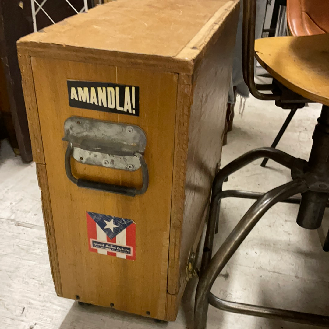 Vintage Band Travel Storage Side Table on Wheels