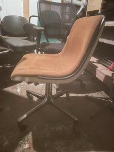 White, Brown and Chrome Post Modern Swivel Desk Chair