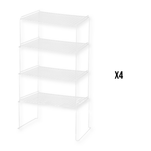 Vintage Wire Grid Rubberized Locking Stackable Shelves in White (Priced Individually)