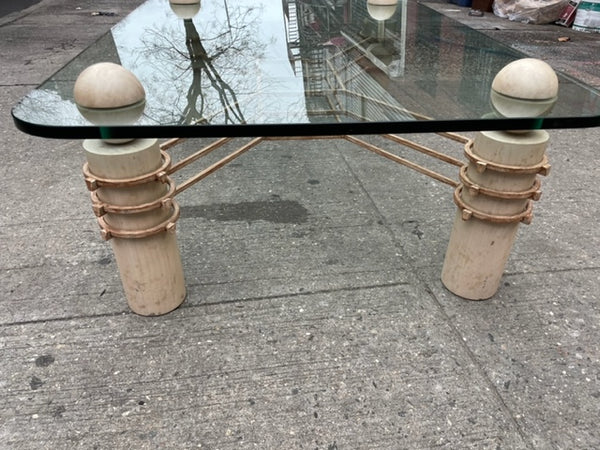 Diego Giacometti Style Glass and Metal Coffee Table