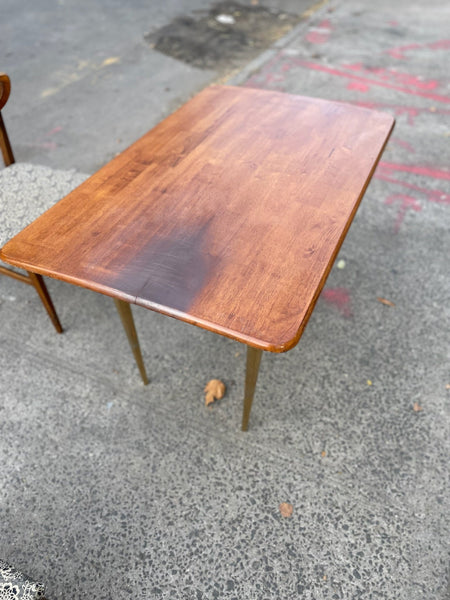 Small Wood Dining Table with Designer Gold Legs