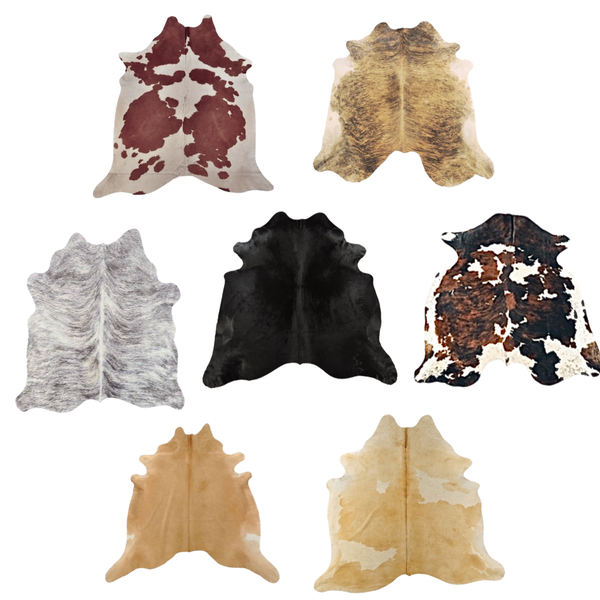 Large Excellent Quality Brazilian and Argentinian Cow Hide Rugs (Various Colors)