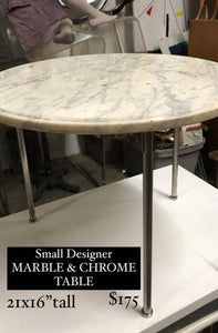 Marble and Chrome Circular Accent or Coffee Table