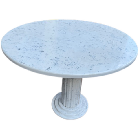 Round Column Marbled composite Top Dining Table