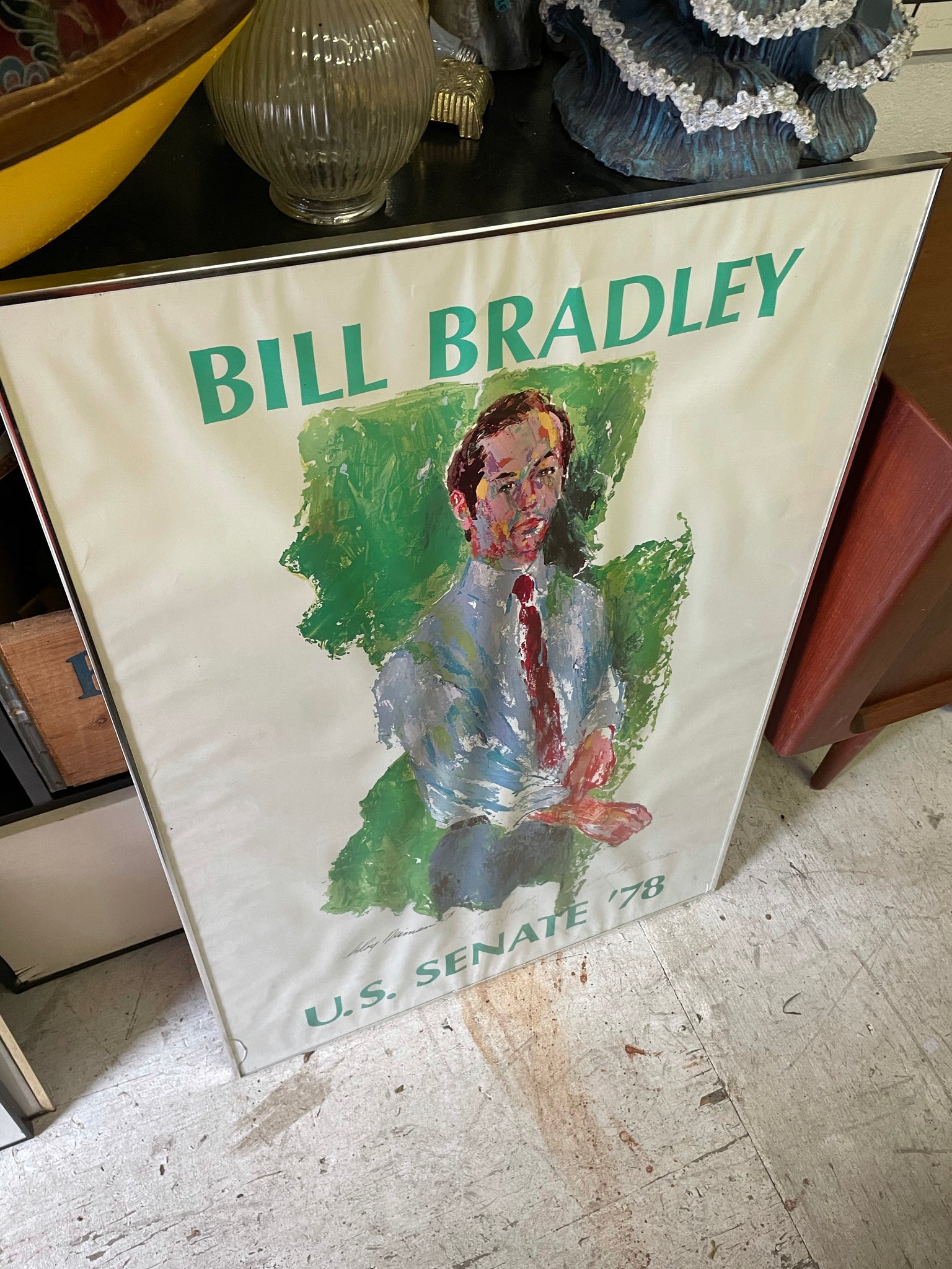 Leroy Neiman Framed Signed Bill Bradley Print