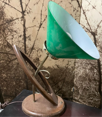 Mid Century Modern Green Glass Custom Made Lamp