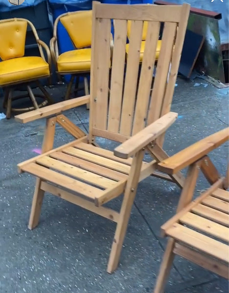 Pair of Vintage 1970s Outdoor IKEA Folding Adirondack Wood Chairs