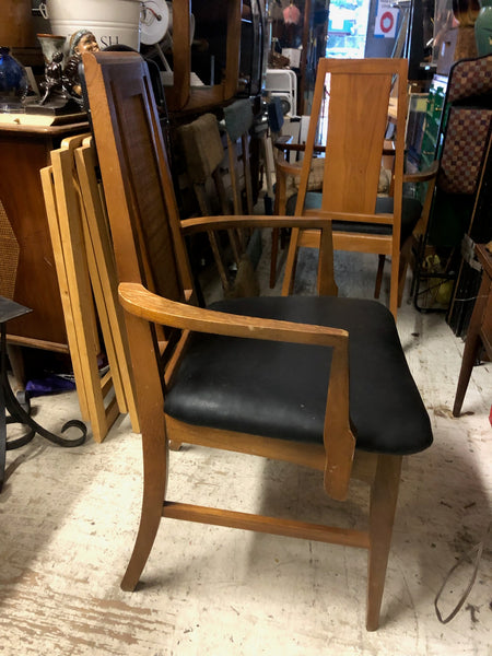 Pair of Cane Backed Mid Century Arm Dining Chairs