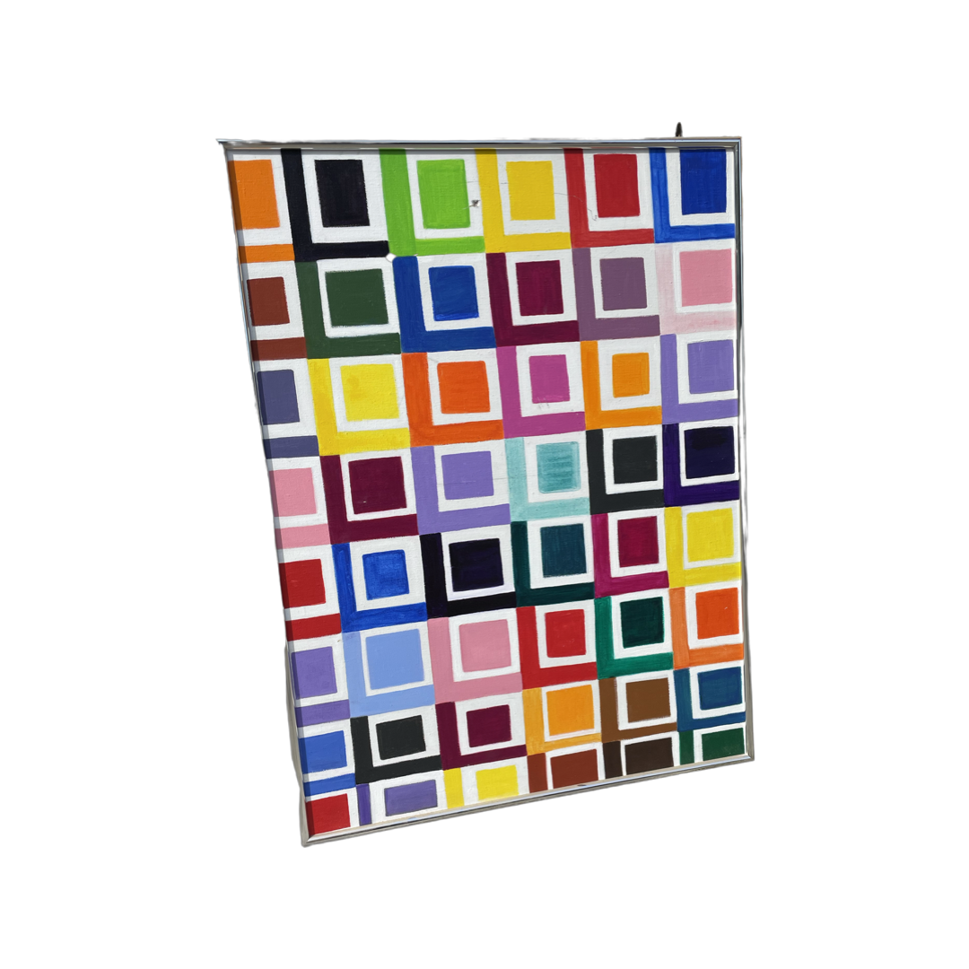 Multicolor Geometric Framed Painting