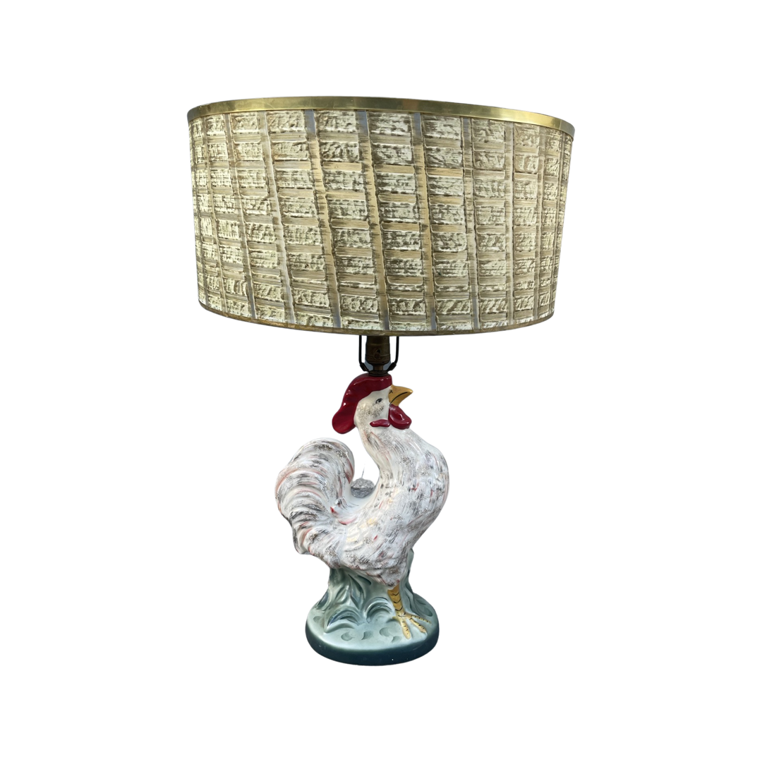Italian Ceramic Rooster Table Lamp, 1950s