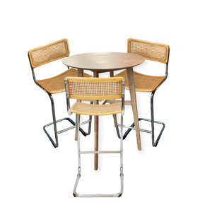Set of 3 Cesca Style Bar Stools and Bar Height Dining Table Set (Table Included)