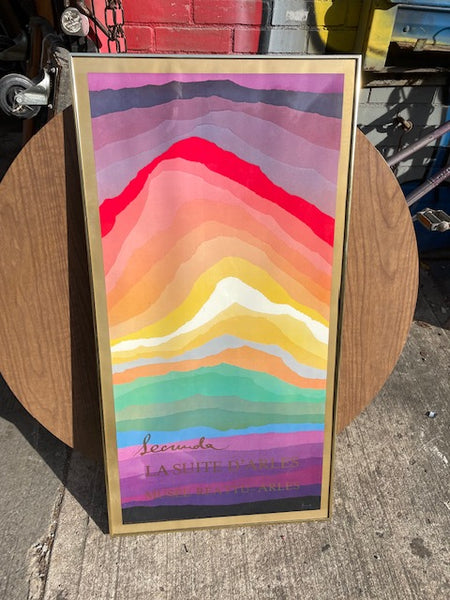 Vintage Rainbow Colored La Suite D’Arles Volcano Framed Poster by Arthur Secunda