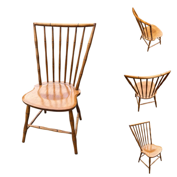 Chippendale Style American Pine Bamboo-Turned Windsor Chairs Set of 4