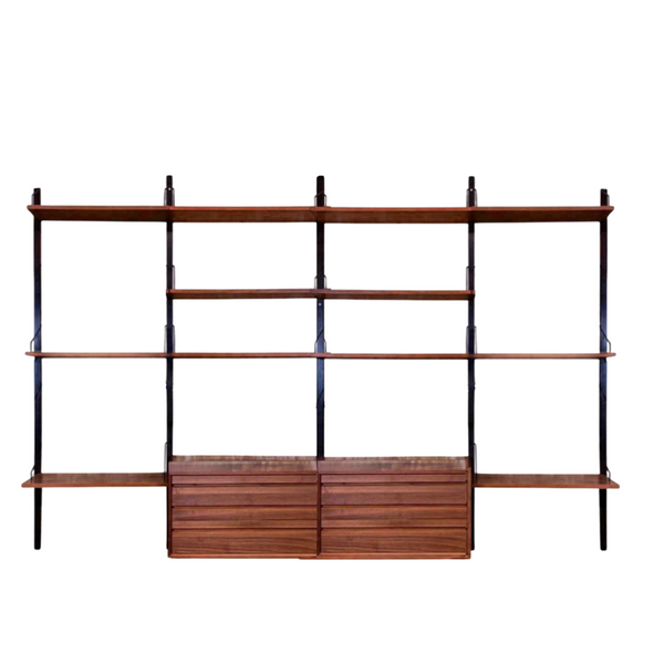 Teak Wall Cato Systems by Poul Cadovius for Royal System, Denmark, 1950s (Includes 4 Bays)