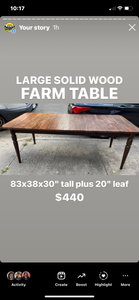 Large solid wood farm table