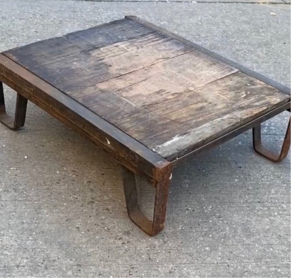 Reclaimed Wood Low Profile Industrial Coffee Table