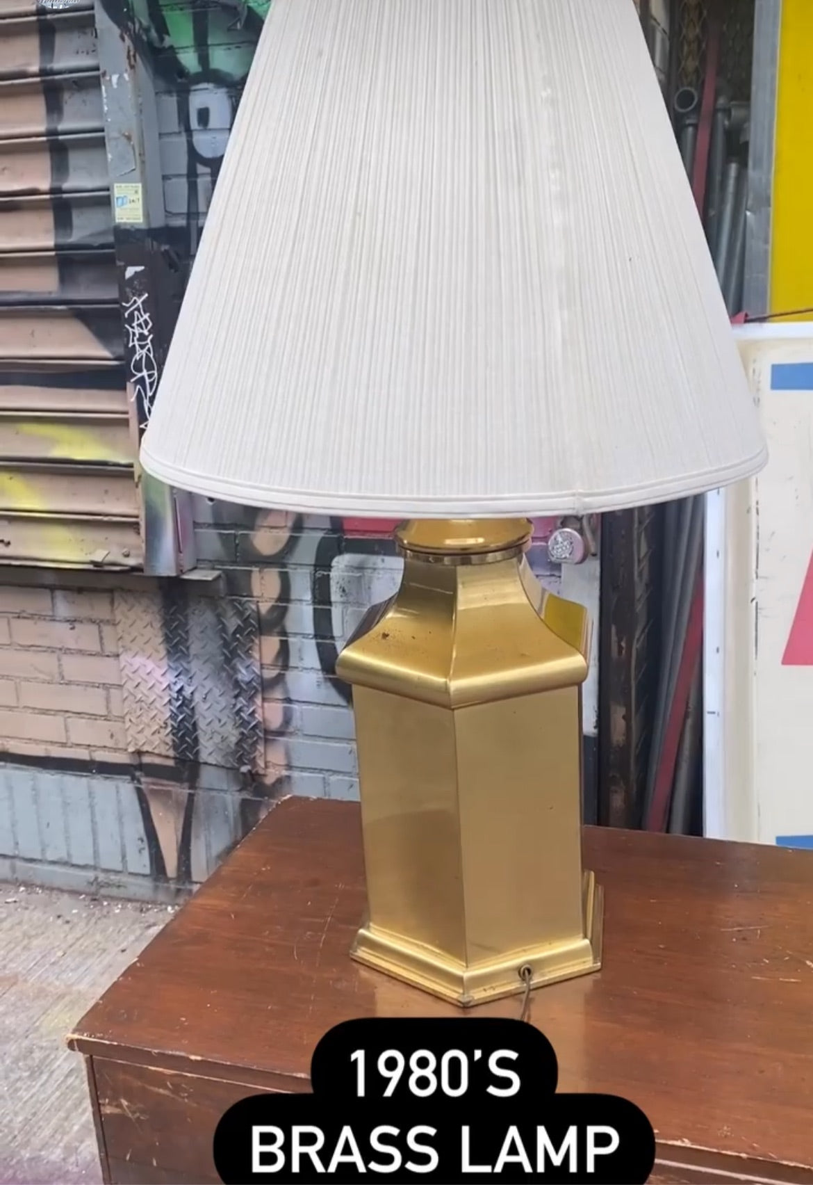 1980s Brass Lamp with Shade