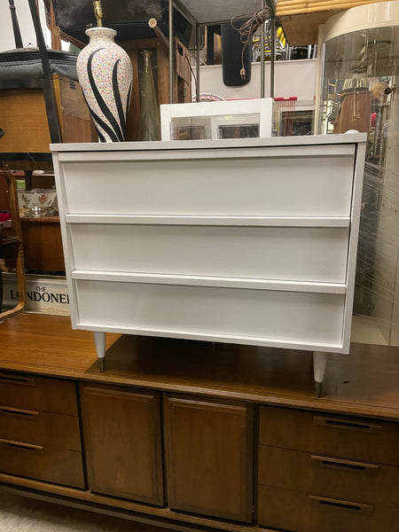 Painted White MCM 3 Drawer Dresser