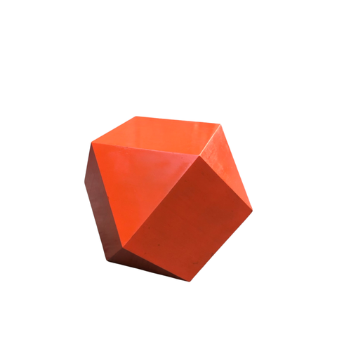 Orange Painted Wood Hexagon Stool or Small Table