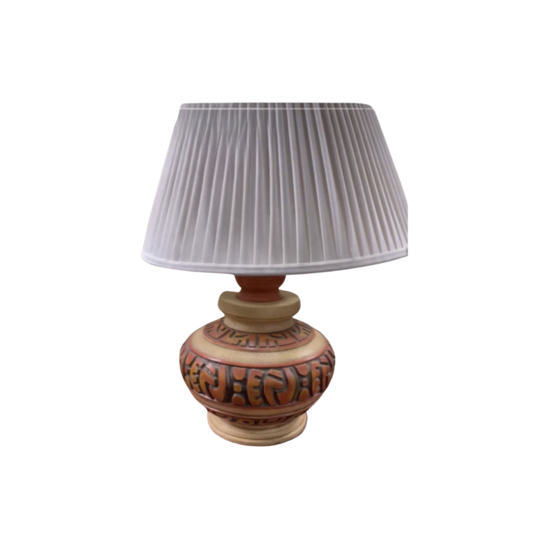 Mid Mod Table Lamp with Fluted White Shade