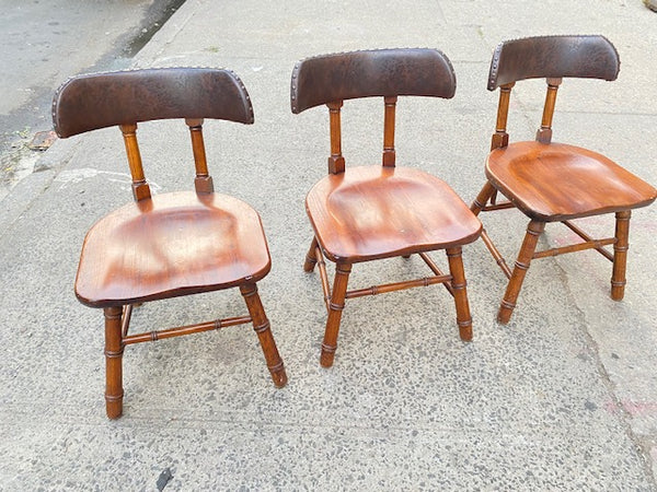 Dixie Solid Wood Chairs with Leather Backs (Set of Three Available Priced Individually)