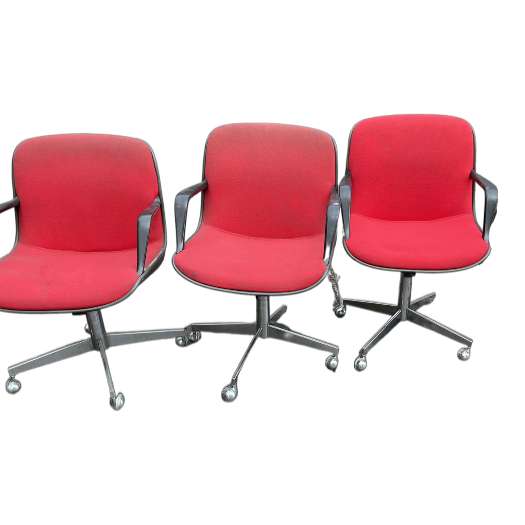 Steelcase Red Wool Rolling Desk or Dining Chairs