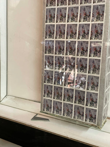 Huge Picture Box Framed Twin Towers Made From Stamps