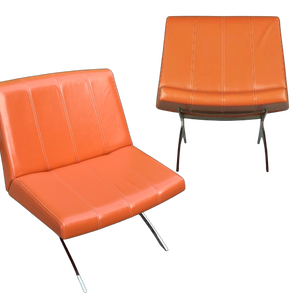 Orange Buttery Leather Ara Chairs Brand New ( Pair Available Priced Individually)