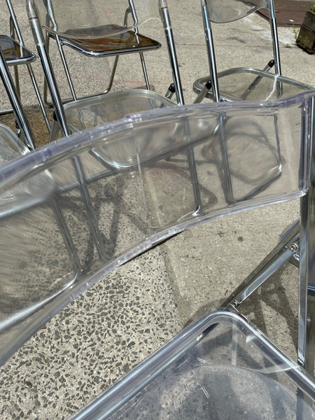 Pair of Chrome and Lucite Folding Chairs