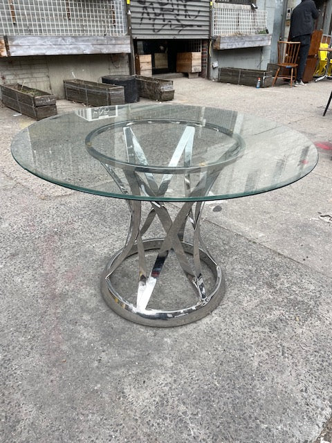 Chrome and glass dining table 44x30" tall